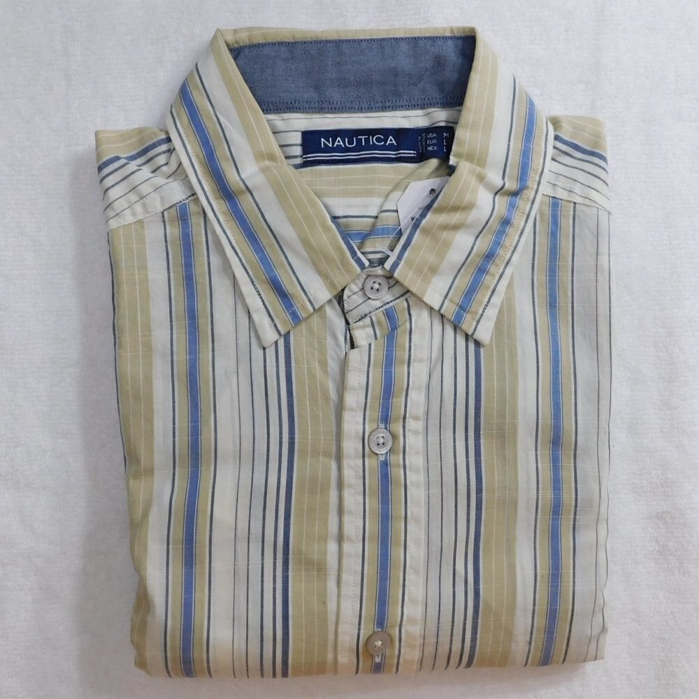 Tan Stripe Long Sleeve Shirt - M - 823283328032